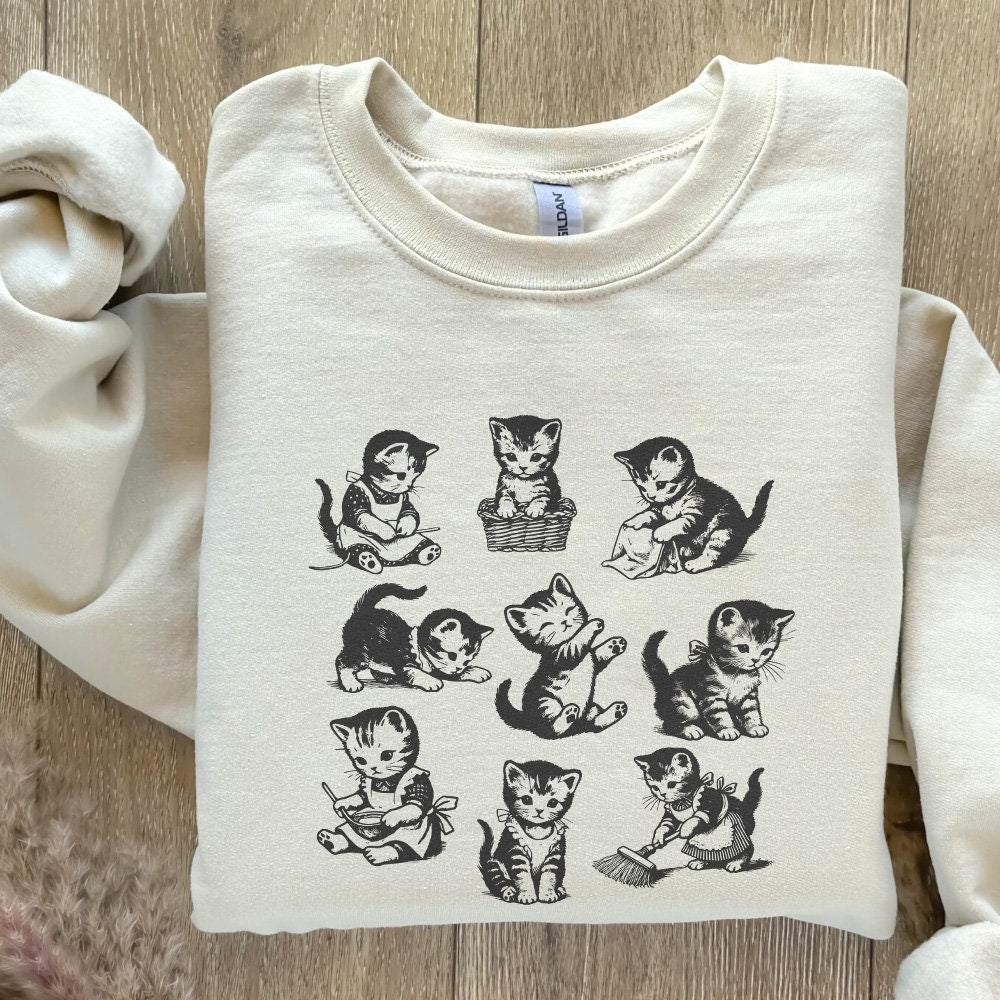 Vintage Cats Png Alt 2, Retro Cat Png - 300 DPI Design for T-Shirt