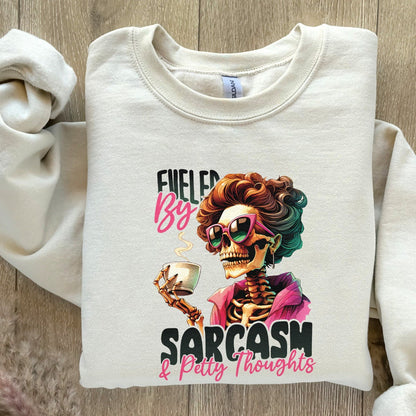 Fueled by Sarcasm & Petty Thoughts PNG Alt 2, Funny Tshirt Designs - 300