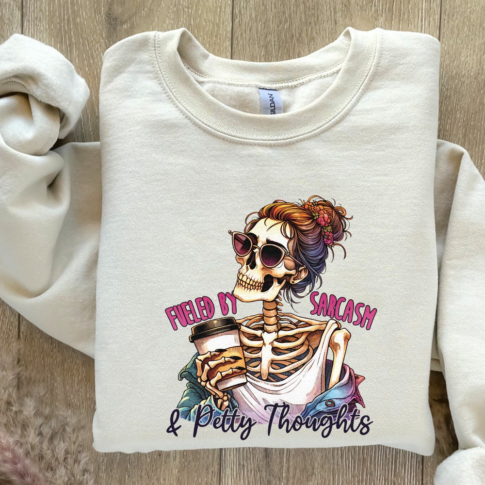 Fueled by Sarcasm & Petty Thoughts PNG, Funny Tshirt Designs - 300 DPI