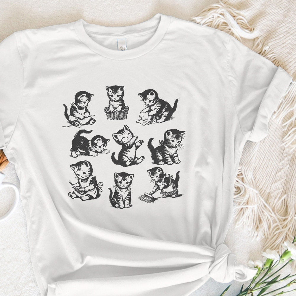 Vintage Cats Png Alt 2, Retro Cat Png - 300 DPI Design for T-Shirt