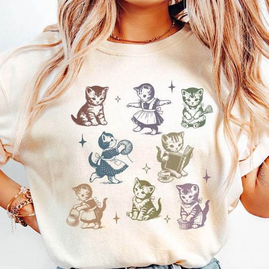 Vintage Cats Png, Retro Cat Png - 300 DPI Design for T-Shirt