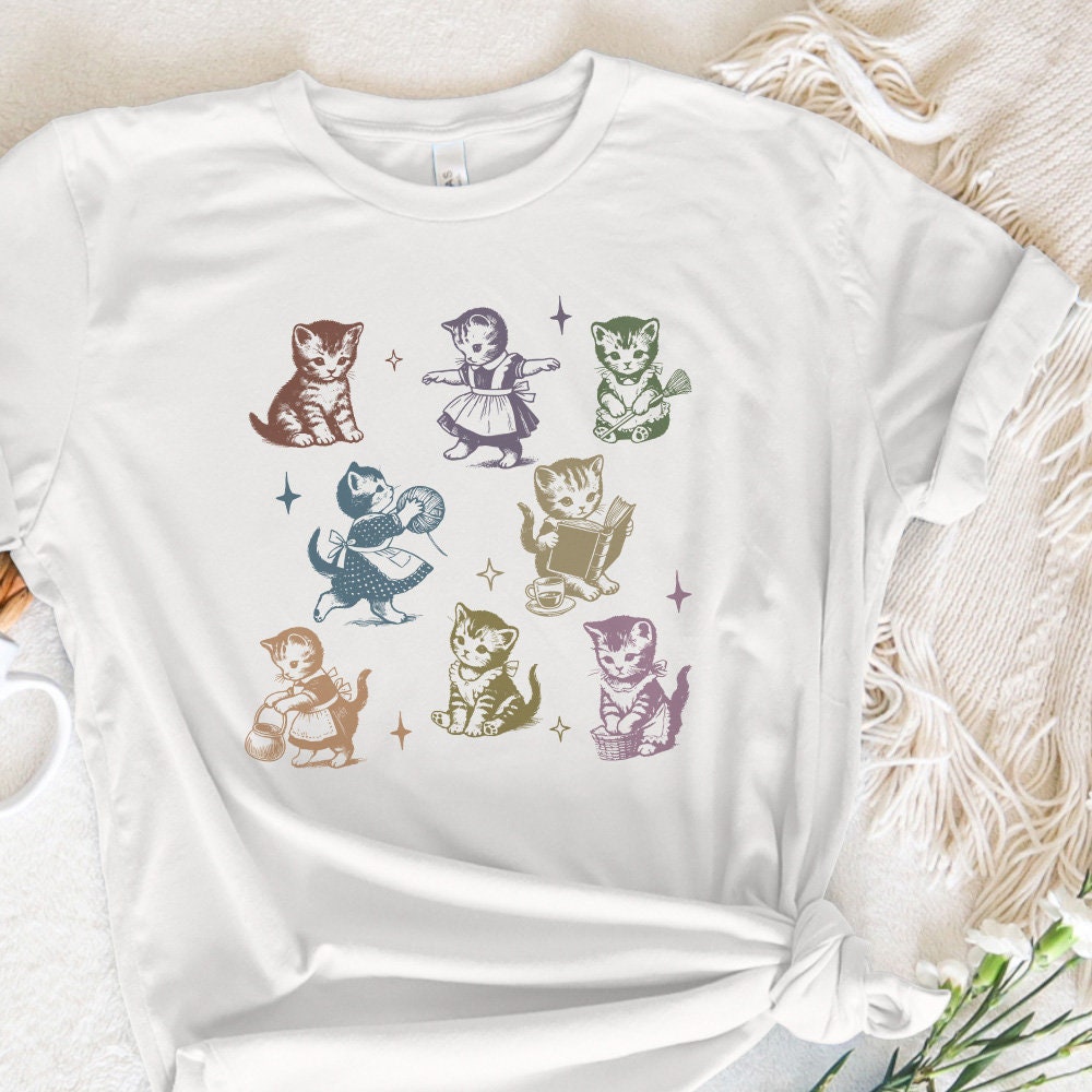 Vintage Cats Png, Retro Cat Png - 300 DPI Design for T-Shirt