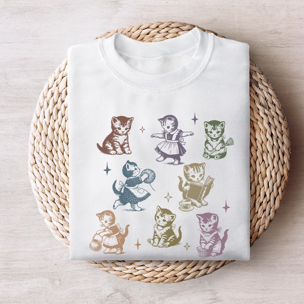 Vintage Cats Png, Retro Cat Png - 300 DPI Design for T-Shirt