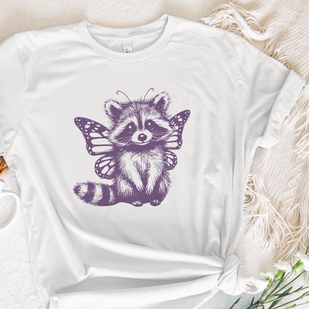 Cute Hybrid Raccoon with Butterfly Wings PNG Alt 2, Vintage Animal png -