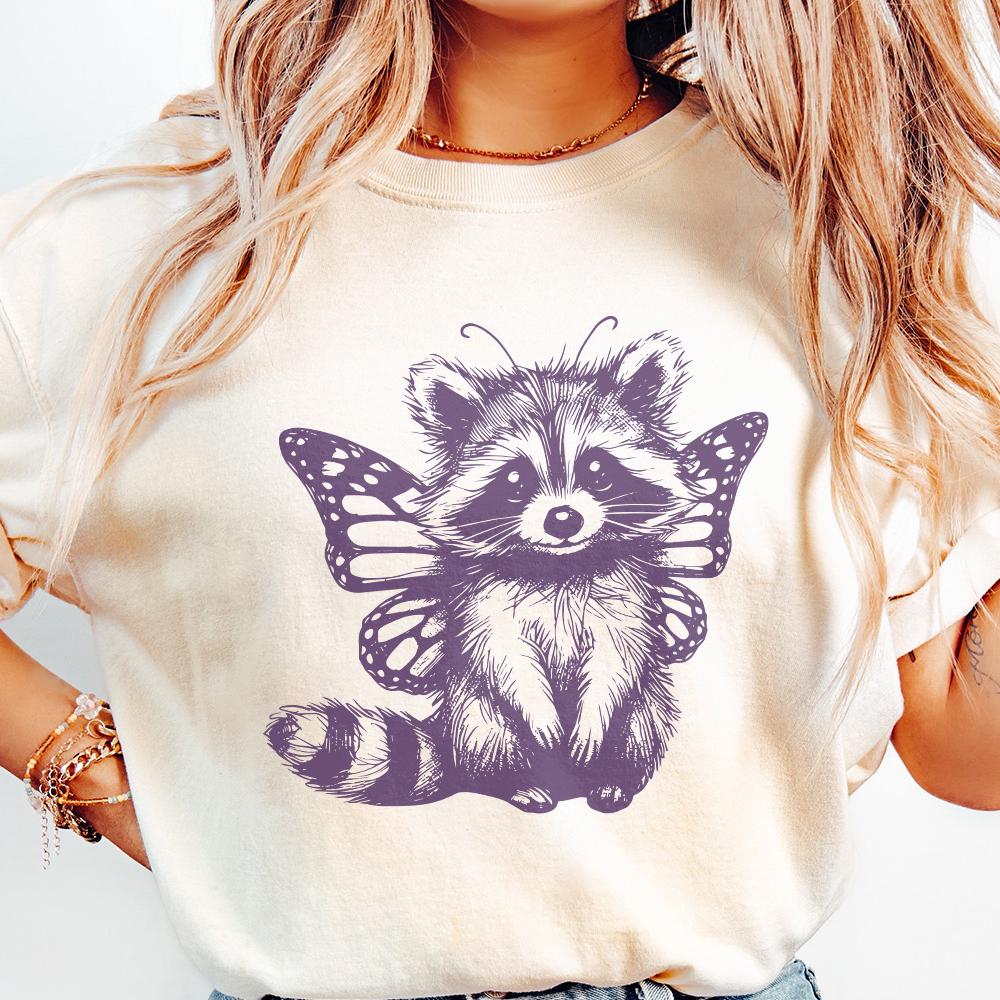 Cute Hybrid Raccoon with Butterfly Wings PNG Alt 2, Vintage Animal png -