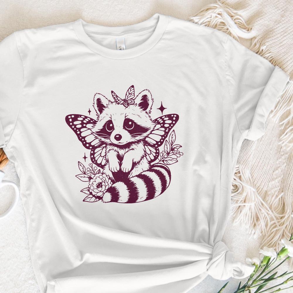 Cute Hybrid Raccoon with Butterfly Wings PNG, Vintage Animal png - 300