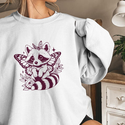Cute Hybrid Raccoon with Butterfly Wings PNG, Vintage Animal png - 300