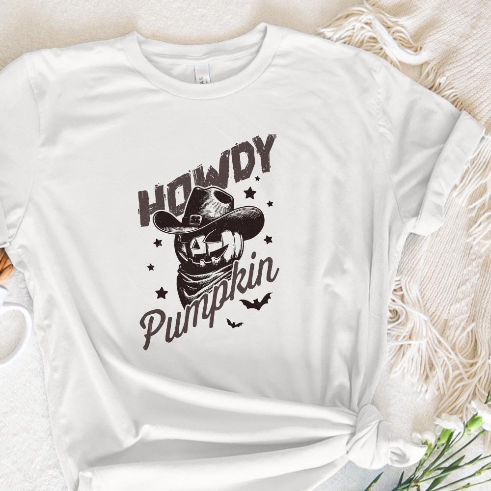 Howdy Pumpkin Western Fall PNG Alt 3, Retro Halloween png - 300 DPI