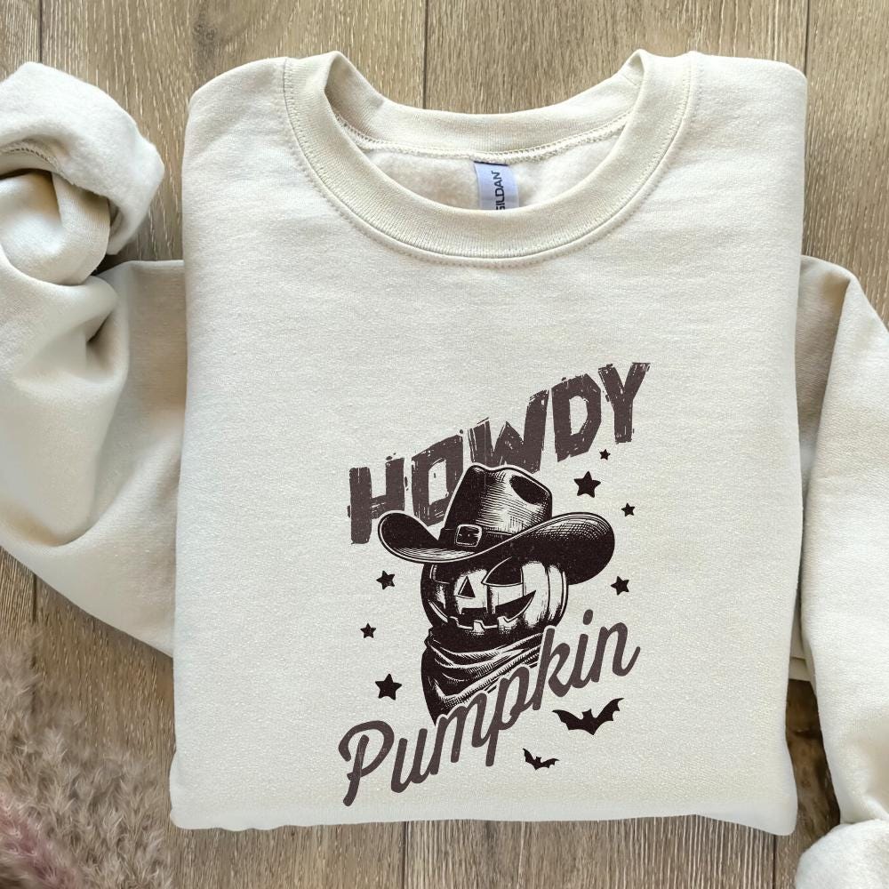 Howdy Pumpkin Western Fall PNG Alt 3, Retro Halloween png - 300 DPI