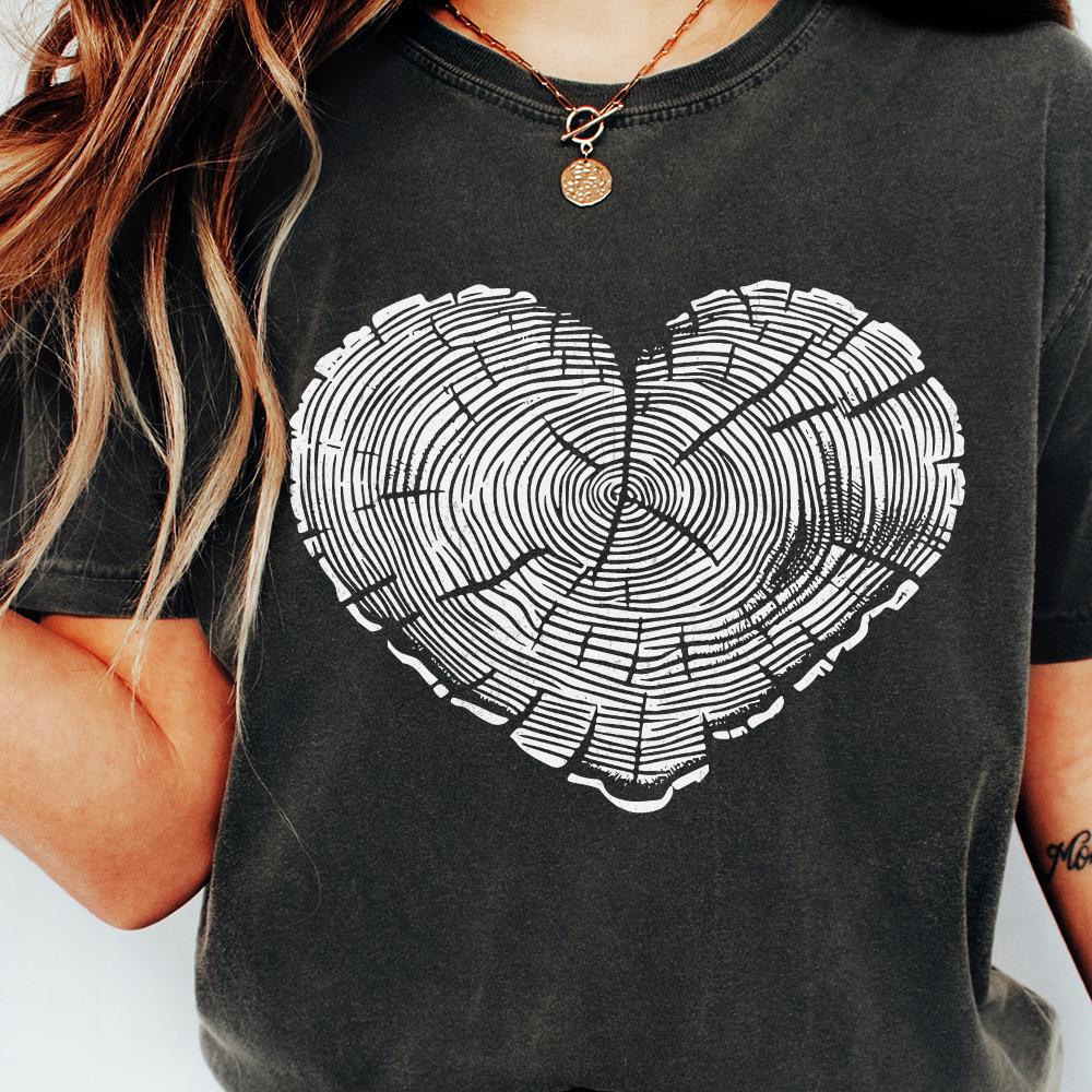 Tree Rings Heart Shape PNG, Outline Stamp Color Graphics - 300 DPI Design