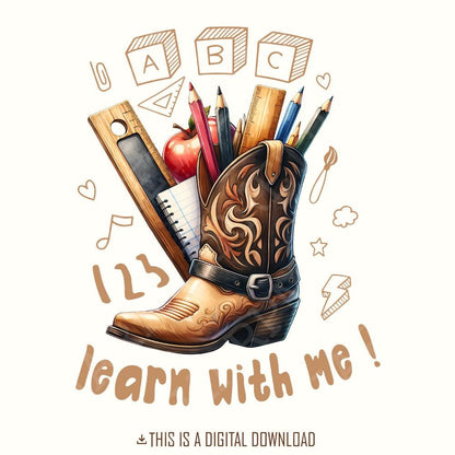 Western Back To School PNG, Western Teacher png - 300 DPI Design for