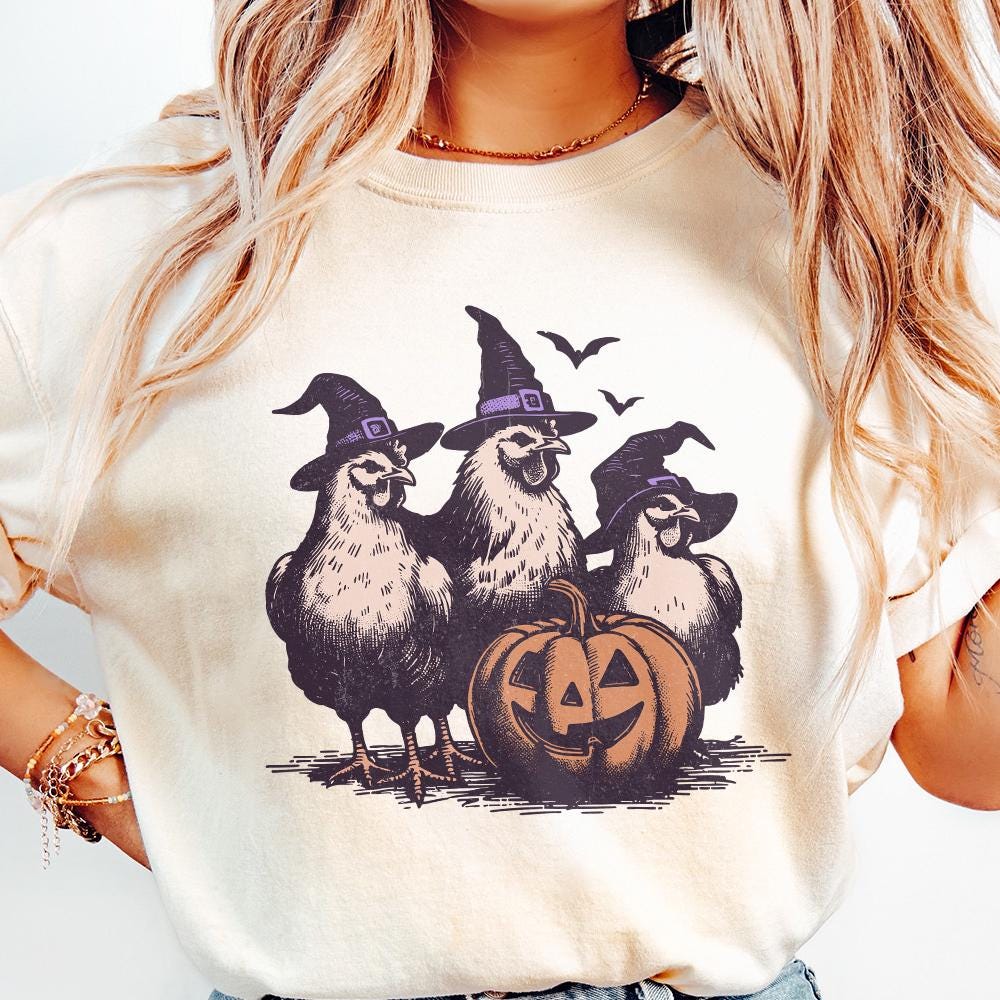 Spooky Chickens Halloween PNG Alt 2, Fall PNG - 300 DPI Design for T-Shirt