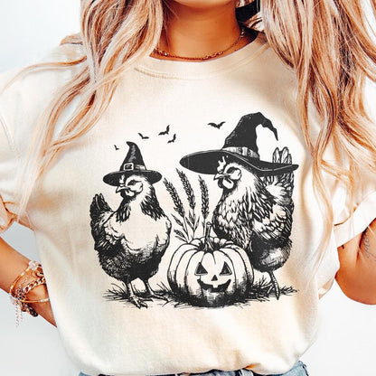 Spooky Chickens Halloween PNG, Fall PNG - 300 DPI Design for T-Shirt