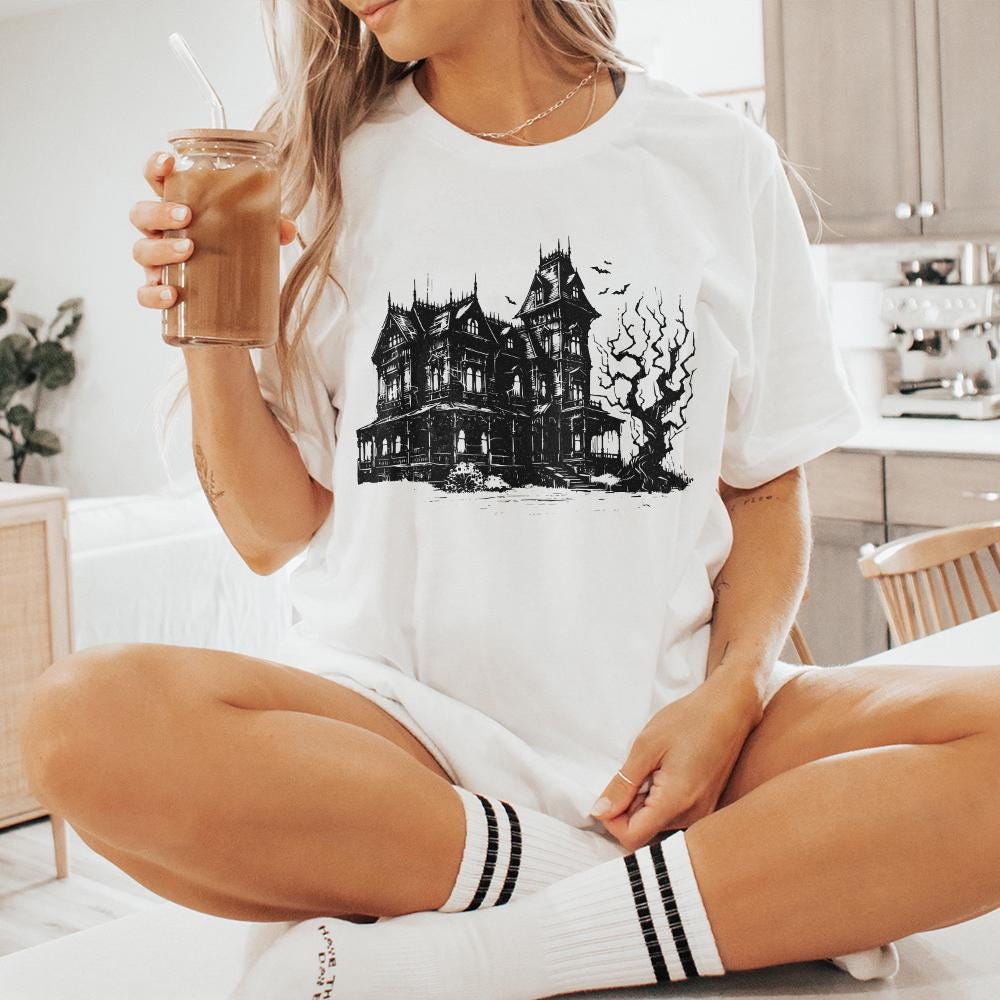 Spooky Halloween Haunted House Png, Retro Fall Sublimation - 300 DPI