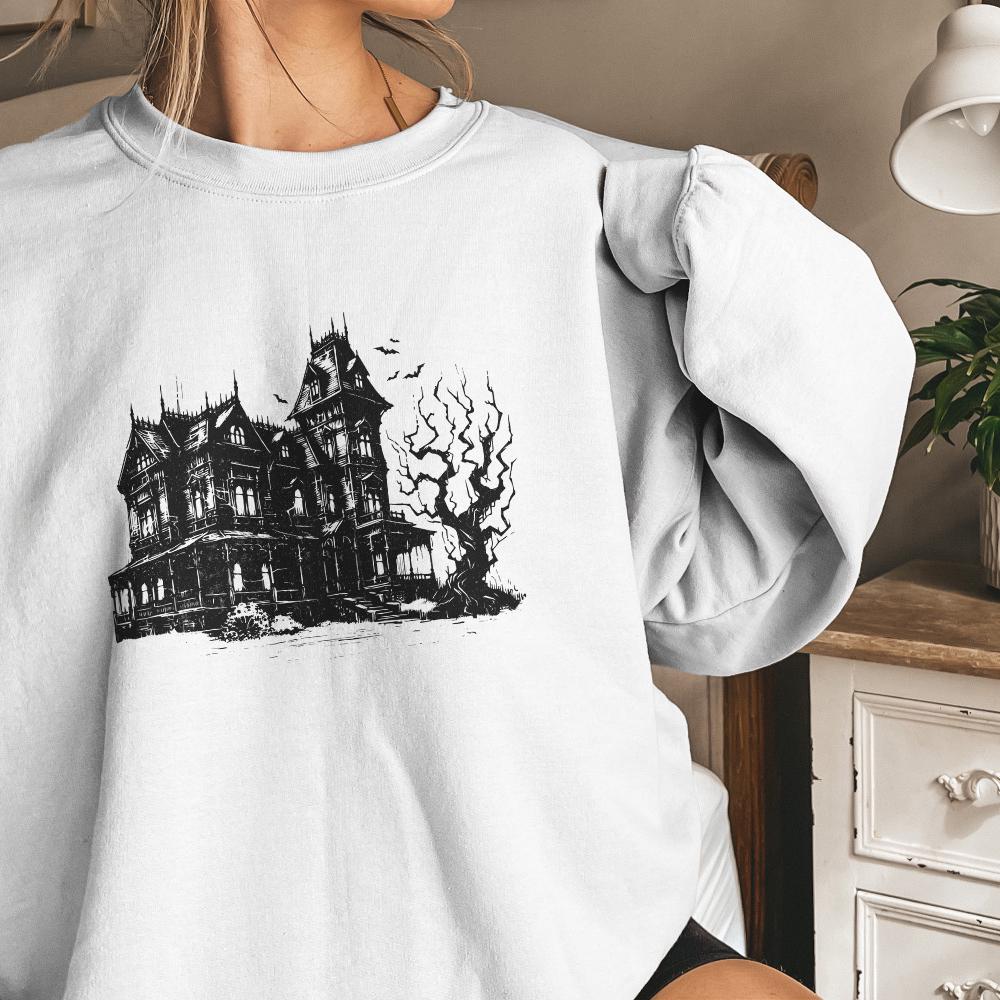 Spooky Halloween Haunted House Png, Retro Fall Sublimation - 300 DPI