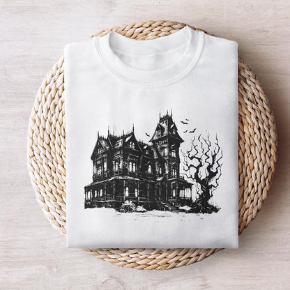 Spooky Halloween Haunted House Png, Retro Fall Sublimation - 300 DPI