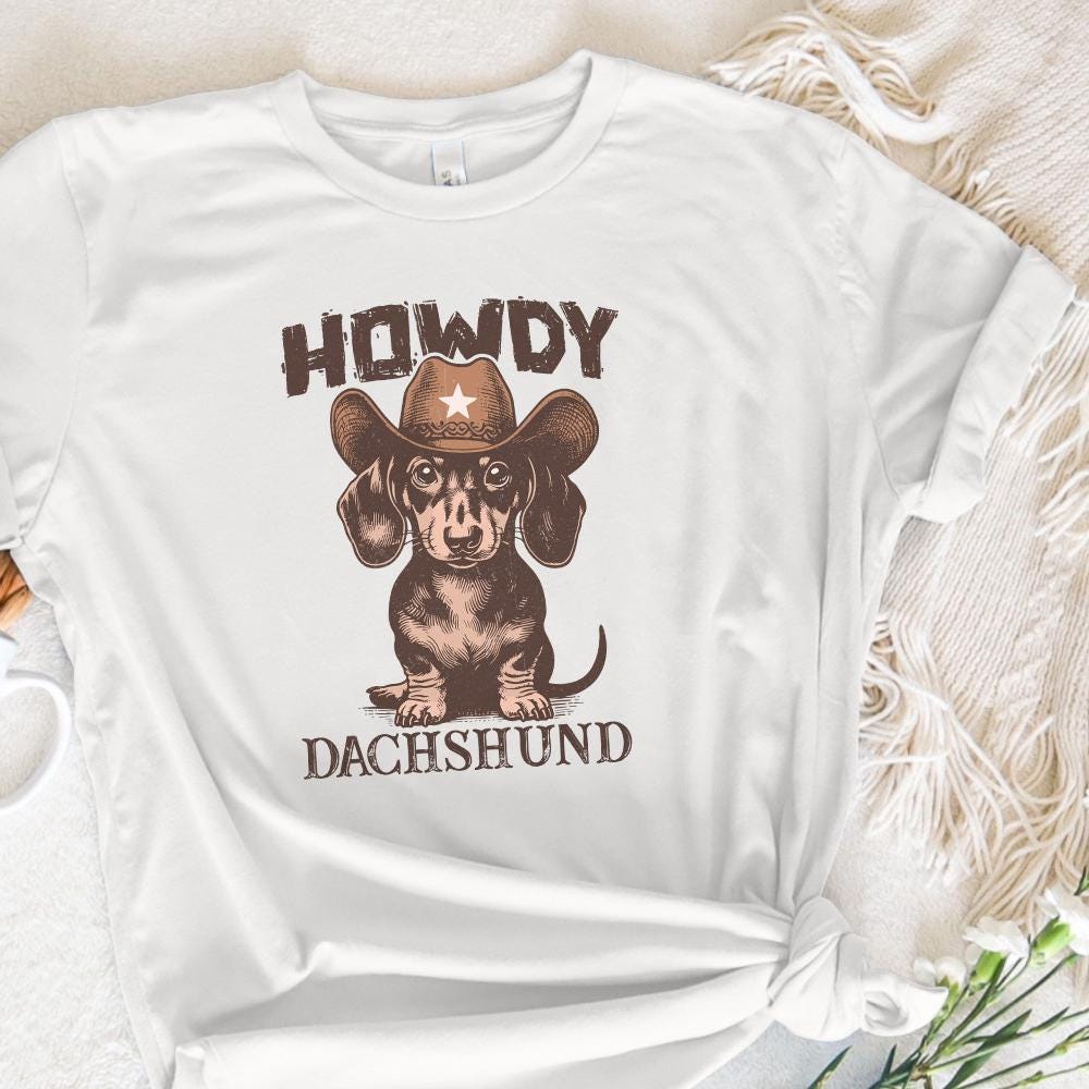 Howdy Dachshund Png Alt 2, Western Dachshund - 300 DPI Design for T-Shirt