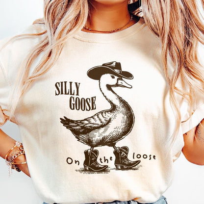 Silly Goose on the Loose PNG, Funny Goose - 300 DPI Design for T-Shirt