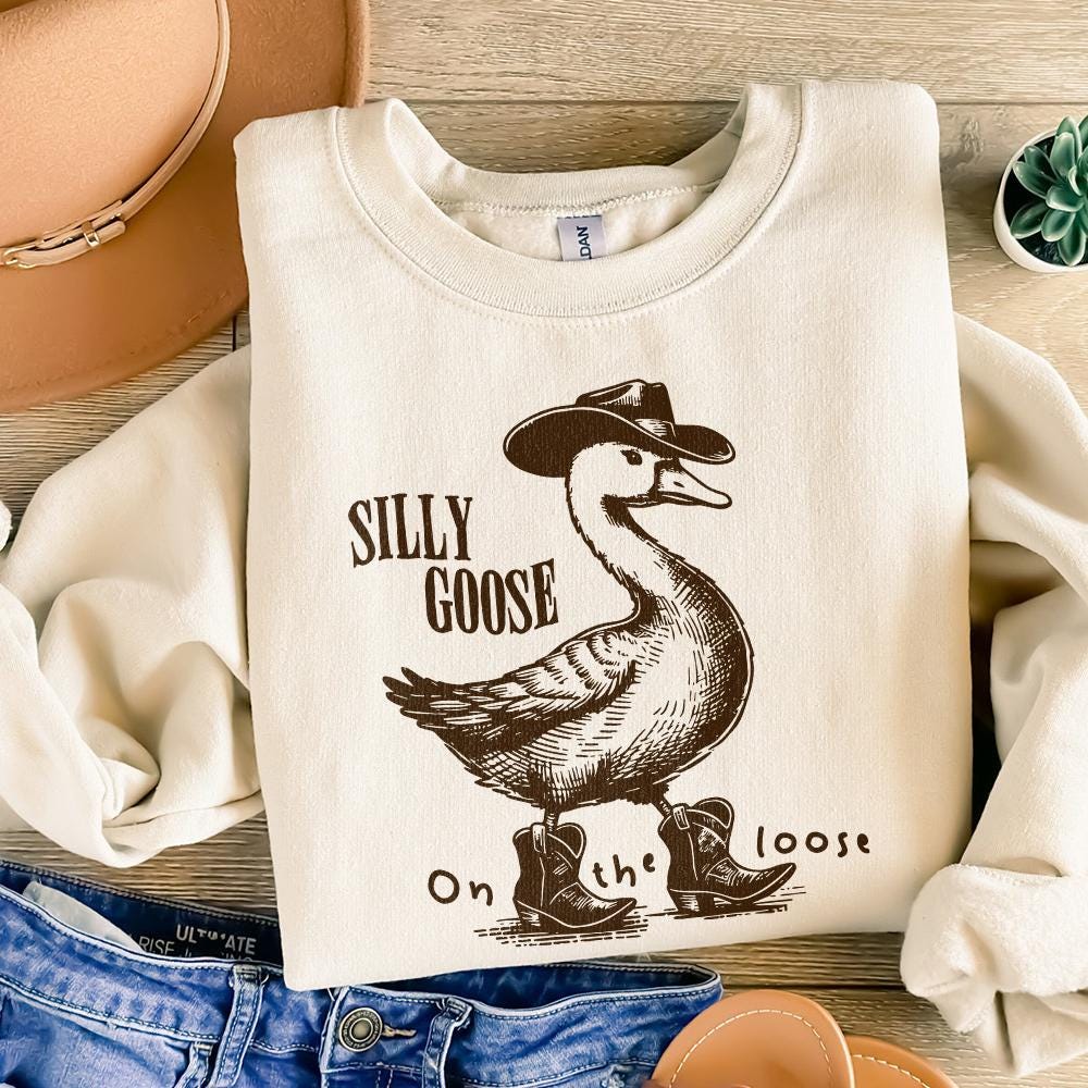 Silly Goose on the Loose PNG, Funny Goose - 300 DPI Design for T-Shirt