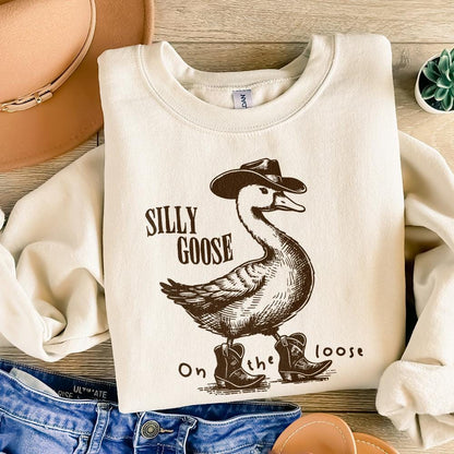 Silly Goose on the Loose PNG, Funny Goose - 300 DPI Design for T-Shirt