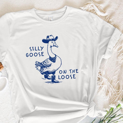 Silly goose on the loose PNG shirt, Cowboy goose PNG - 300 DPI Design for