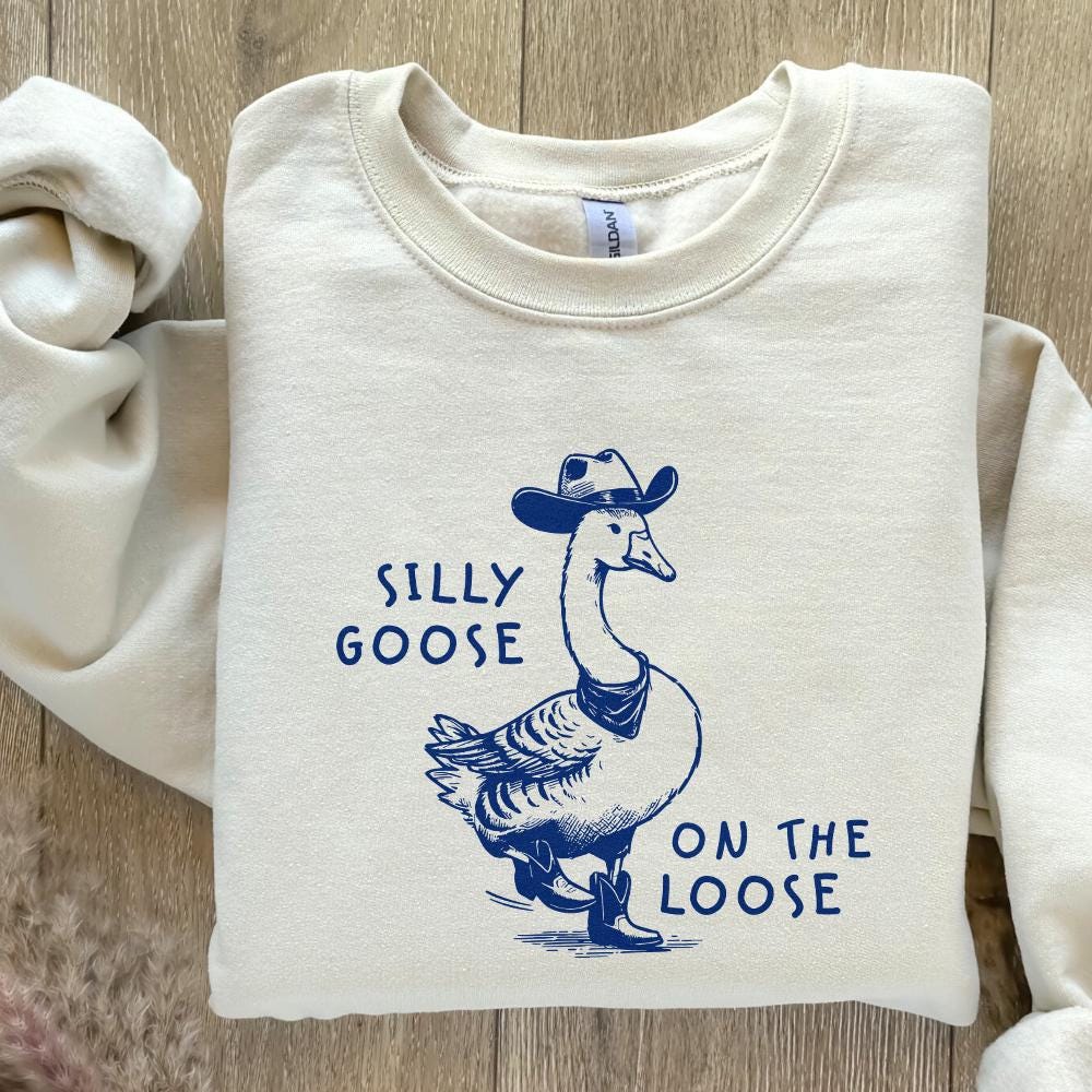 Silly goose on the loose PNG shirt, Cowboy goose PNG - 300 DPI Design for