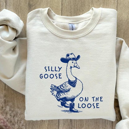 Silly goose on the loose PNG shirt, Cowboy goose PNG - 300 DPI Design for