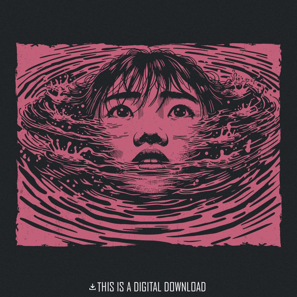 Trippy Girl PNG, Drowning Art File - 300 DPI Design for T-Shirt