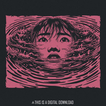 Trippy Girl PNG, Drowning Art File - 300 DPI Design for T-Shirt