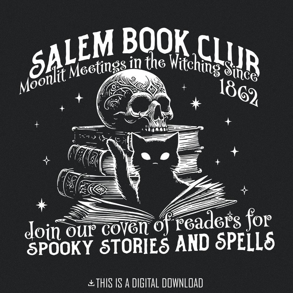 Salem Book Club PNG Alt 2, Spooky Season - 300 DPI Design for T-Shirt