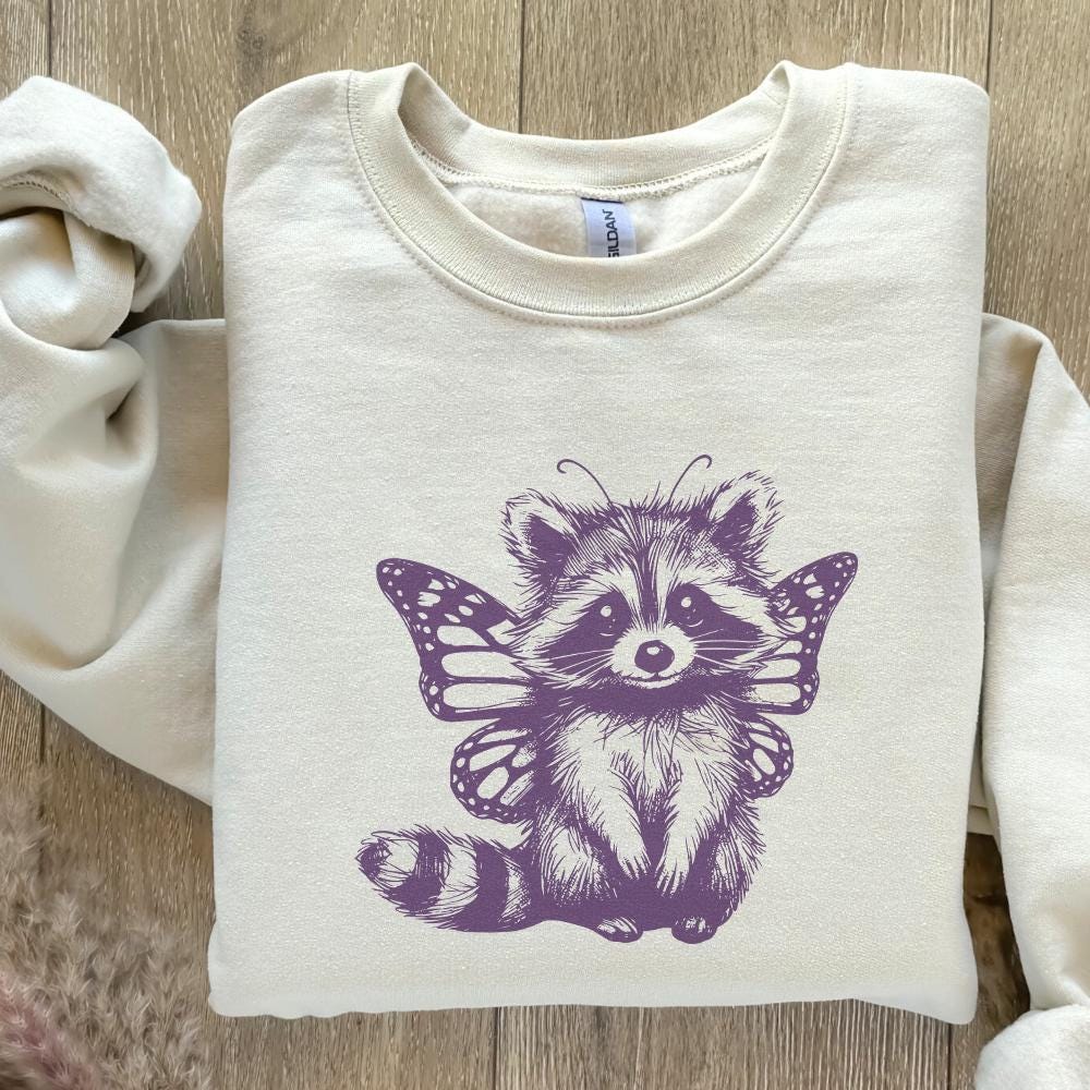Cute Hybrid Raccoon with Butterfly Wings PNG Alt 2, Vintage Animal png -