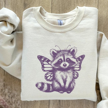Cute Hybrid Raccoon with Butterfly Wings PNG Alt 2, Vintage Animal png -