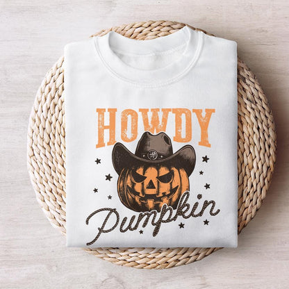Howdy Pumpkin Western Fall PNG Alt 2, Retro Halloween png - 300 DPI
