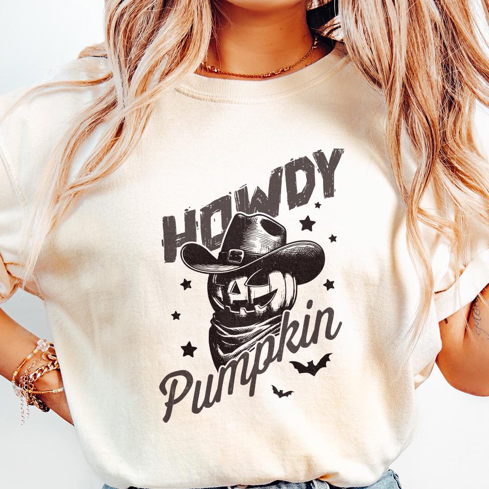 Howdy Pumpkin Western Fall PNG Alt 3, Retro Halloween png - 300 DPI