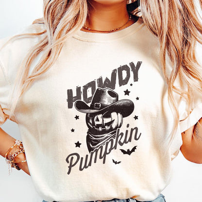 Howdy Pumpkin Western Fall PNG Alt 3, Retro Halloween png - 300 DPI