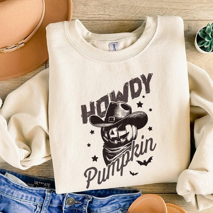 Howdy Pumpkin Western Fall PNG Alt 3, Retro Halloween png - 300 DPI