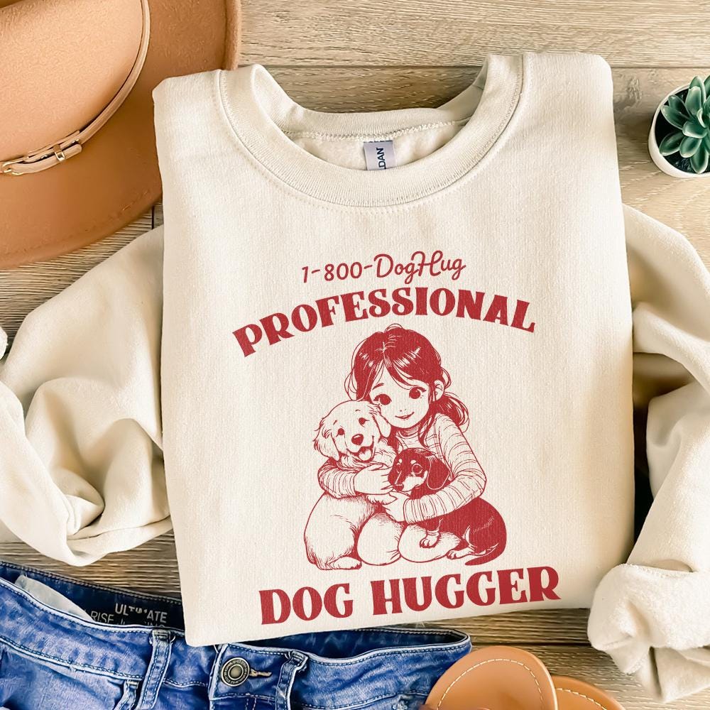 Cute Animal Sayings, Dog Hugger png - 300 DPI Design for T-Shirt