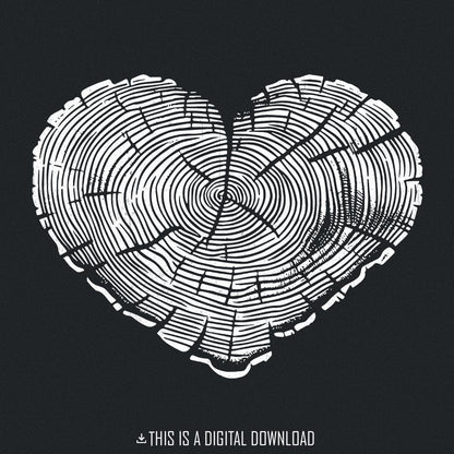 Tree Rings Heart Shape PNG, Outline Stamp Color Graphics - 300 DPI Design