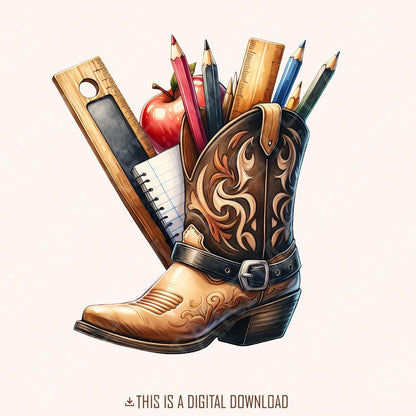 Western Back To School PNG Alt 2, Western Teacher png - 300 DPI Design