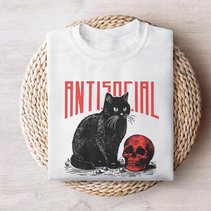 Antisocial Cat PNG, Retro Vintage T-Shirt Graphic - 300 DPI Design for