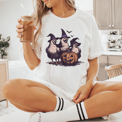Spooky Chickens Halloween PNG Alt 2, Fall PNG - 300 DPI Design for T-Shirt