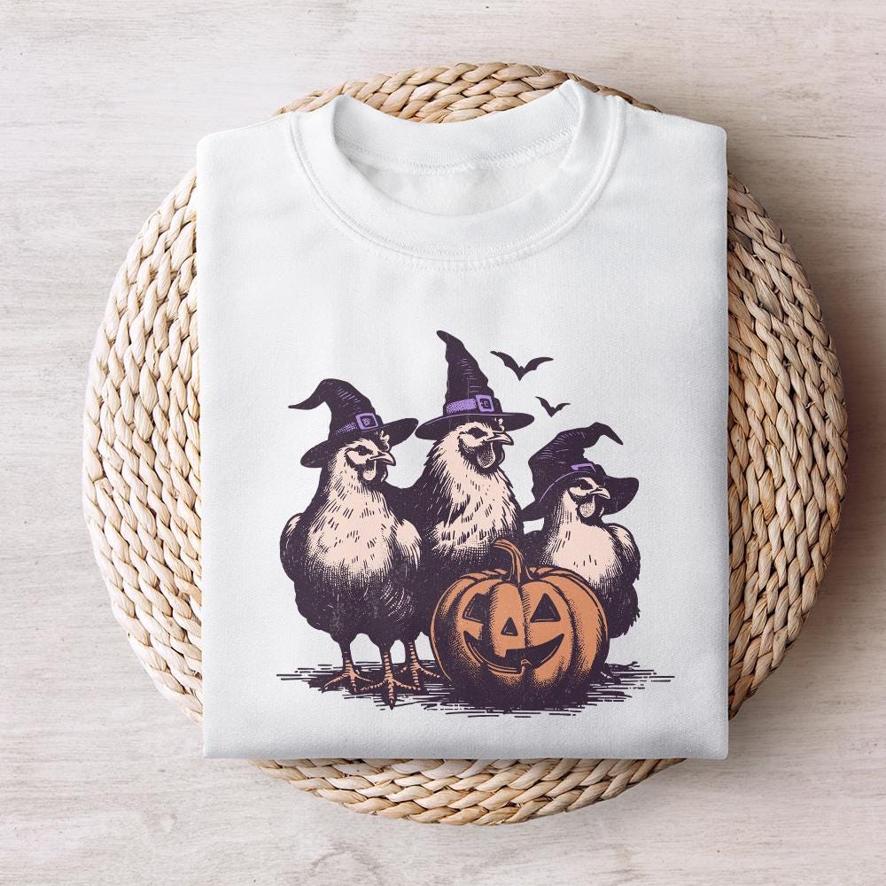 Spooky Chickens Halloween PNG Alt 2, Fall PNG - 300 DPI Design for T-Shirt