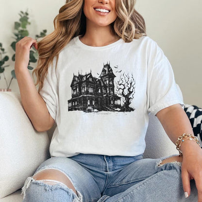 Spooky Halloween Haunted House Png, Retro Fall Sublimation - 300 DPI