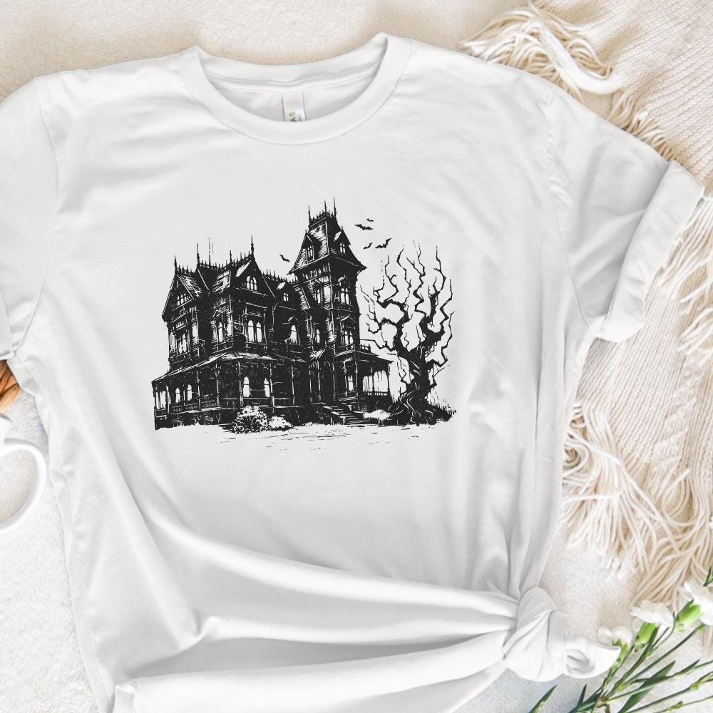 Spooky Halloween Haunted House Png, Retro Fall Sublimation - 300 DPI