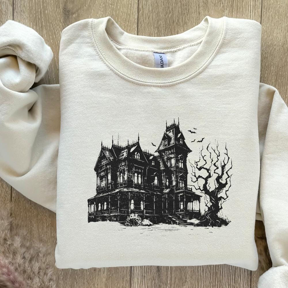 Spooky Halloween Haunted House Png, Retro Fall Sublimation - 300 DPI