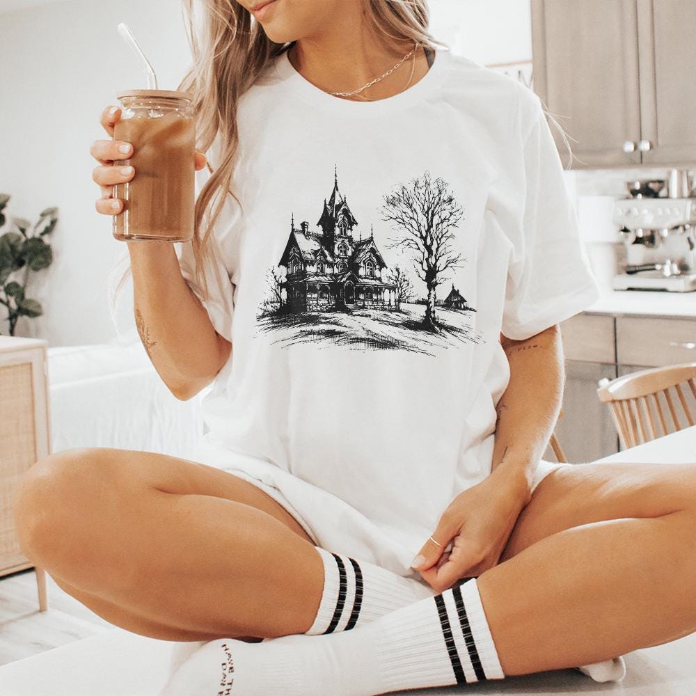 Spooky Halloween Haunted House Png Alt 2, Retro Fall Sublimation - 300