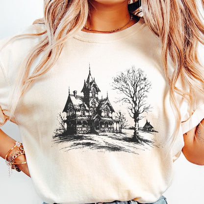 Spooky Halloween Haunted House Png Alt 2, Retro Fall Sublimation - 300