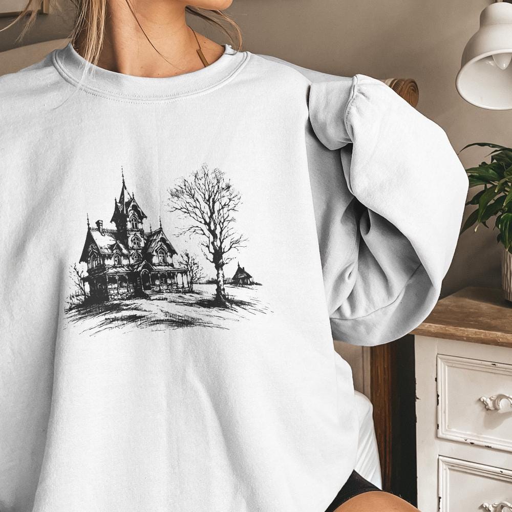 Spooky Halloween Haunted House Png Alt 2, Retro Fall Sublimation - 300