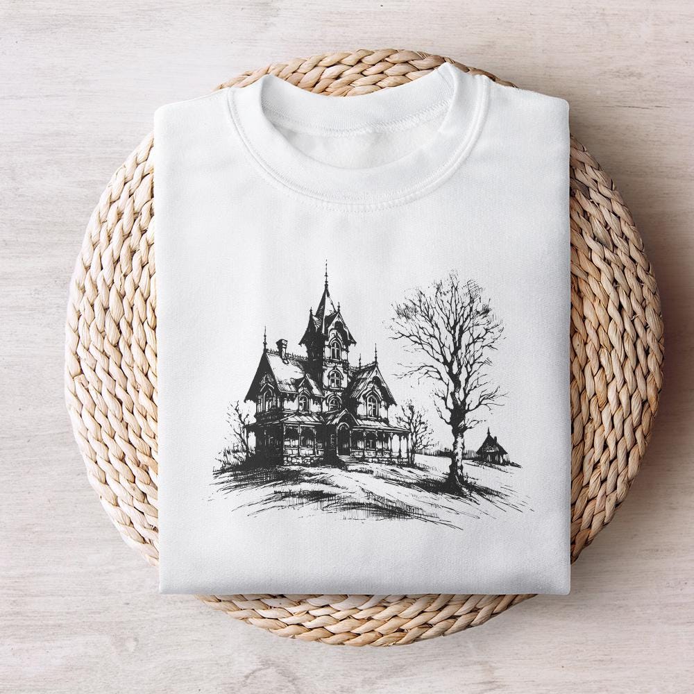 Spooky Halloween Haunted House Png Alt 2, Retro Fall Sublimation - 300