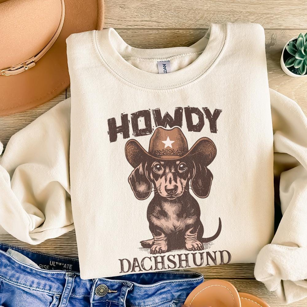 Howdy Dachshund Png Alt 2, Western Dachshund - 300 DPI Design for T-Shirt